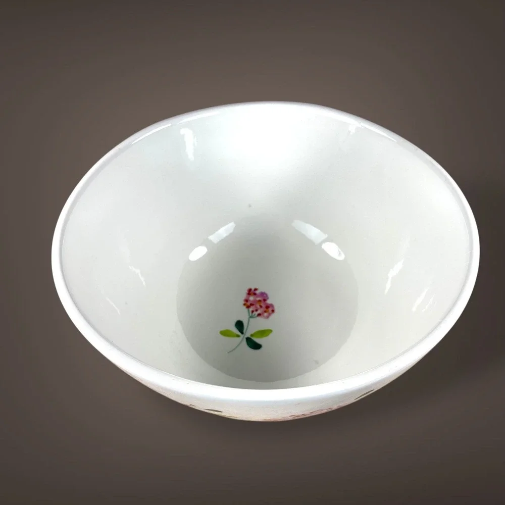 Vintage Pizzato Hand Painted Italian White Art Glass Bowl 9 Inch 1980s - 2000s‎